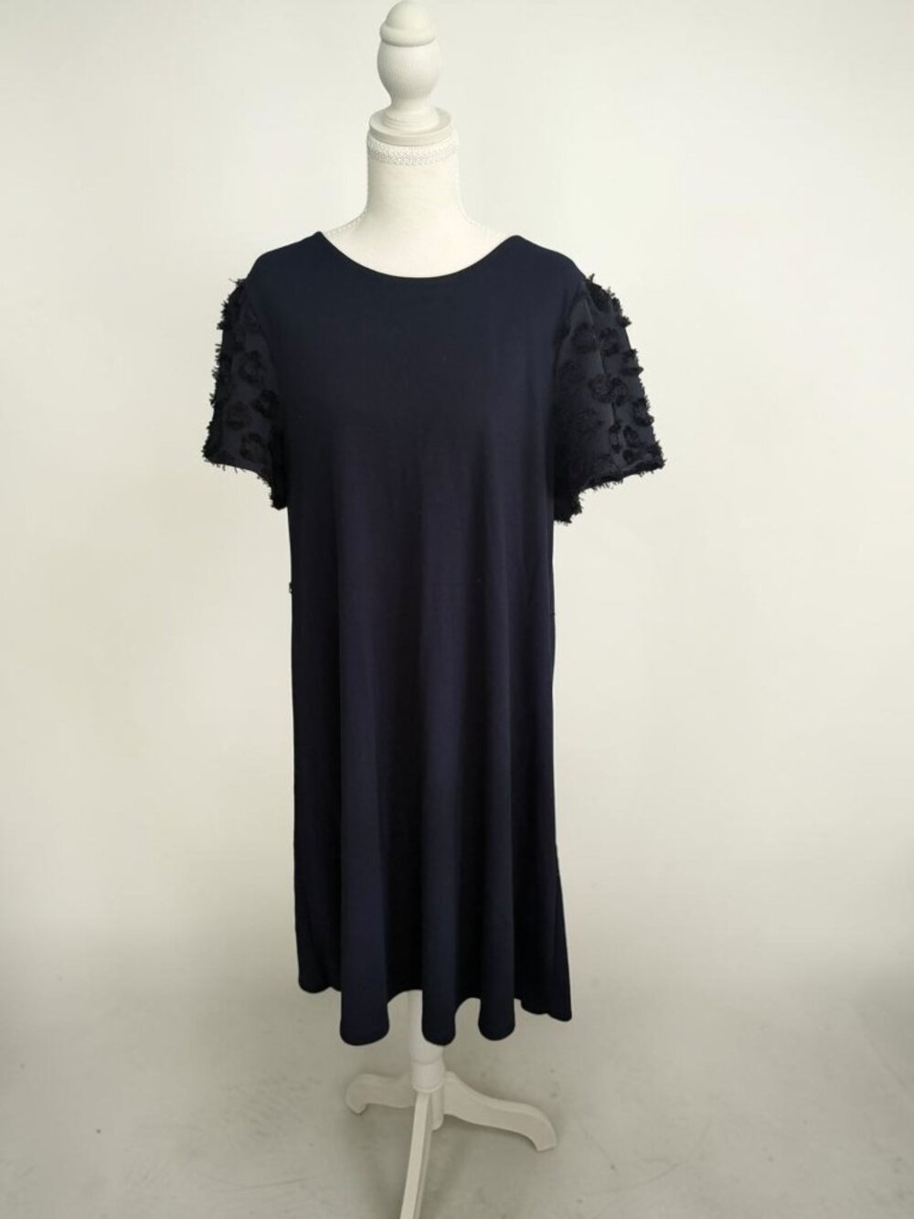 ANN TAYLOR LOFT Navy Blue Black Shirt Dress Size Large